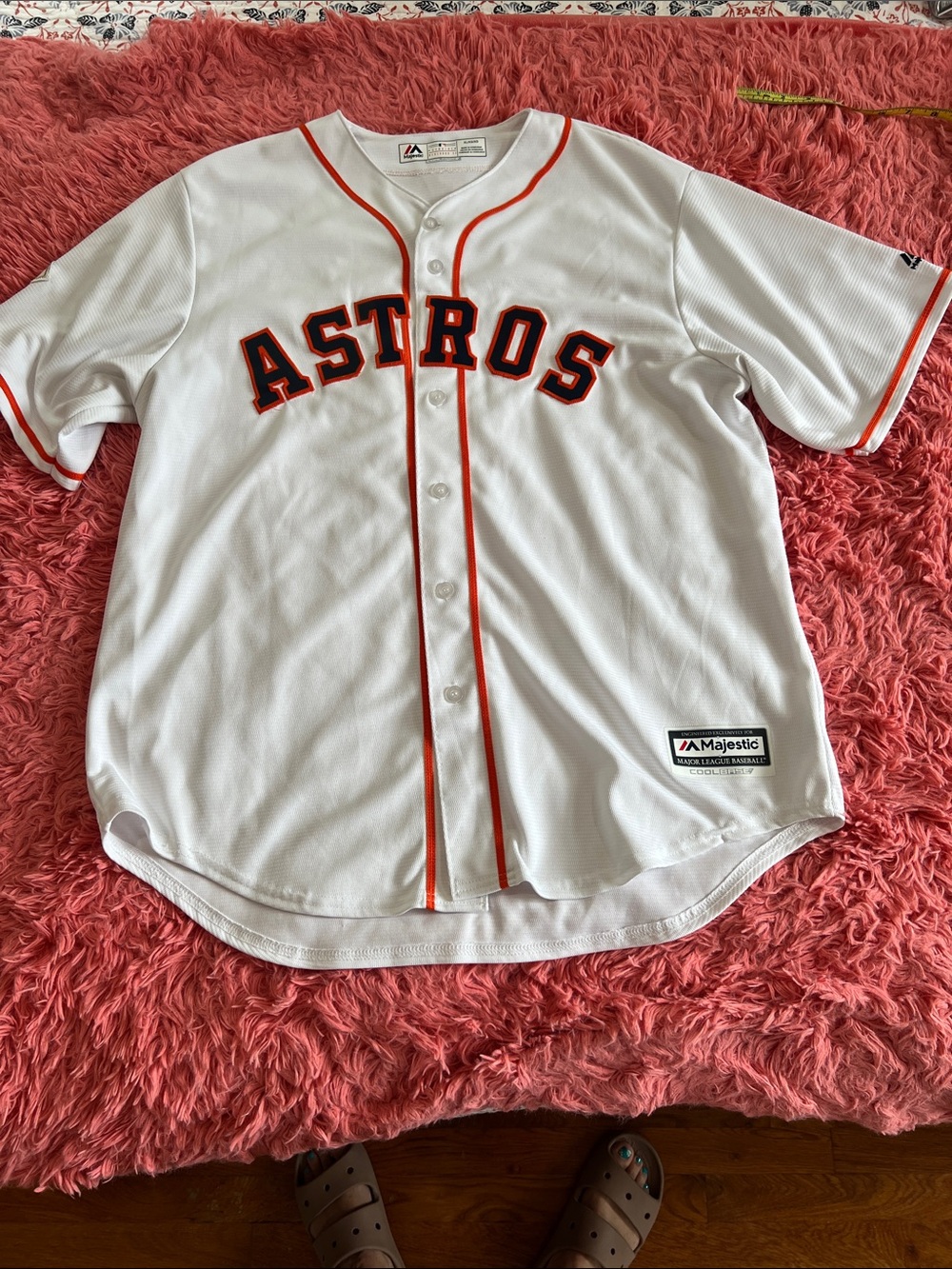 Majestic Astros White Jersey with Orange & Navy Accents Corea #1